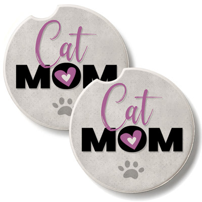 Cat Mom 2 Pack Stone Car Coasters