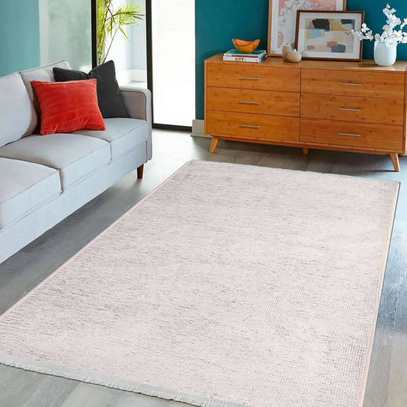 Tapis beige moderne lavable à la machine, Rectangle 2 pi 8 po x 5 pi