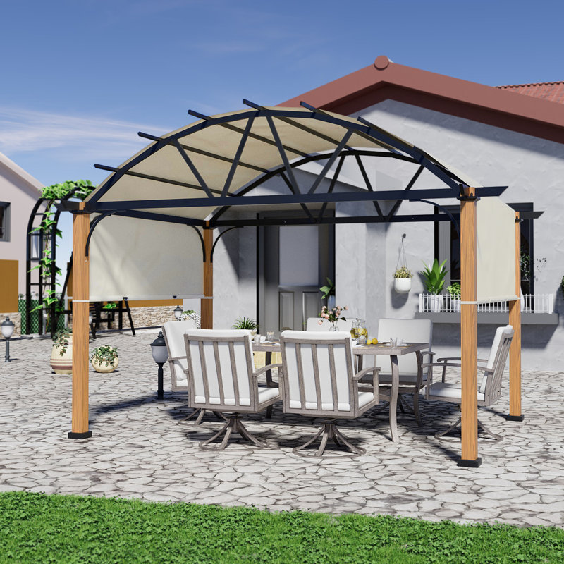 Happatio Aluminum Pergola with Canopy, 13 ft. W x 10 ft. D