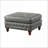 Ottoman Slate Gray Breathable Leatherette Tufted Nailhead Living Room | Gourd-Shaped Wood Legs | Walnut Brown Finish