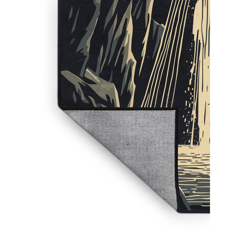 Tapis éclectique noir lavable à la machine Ottavio, 6 x 9