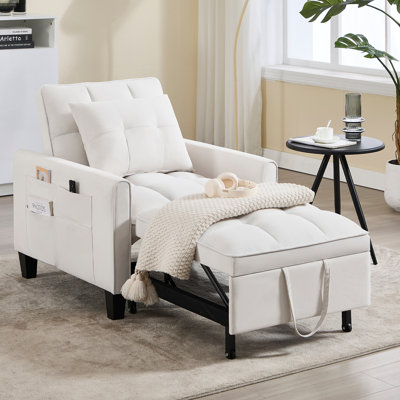 31.7" Wide Upholstered Convertible Sleeper Accent Chair Bed Chaise Lounge Chair Armchair
