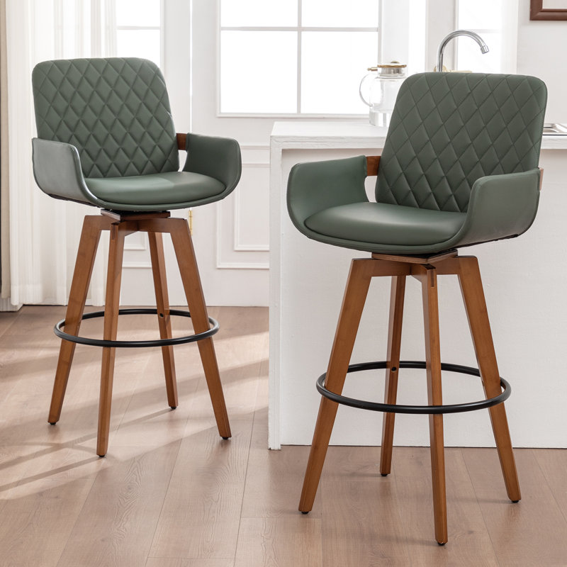 Modern Swivel Bar Stool, Green, Counter Stool (67.3cm Seat Height)