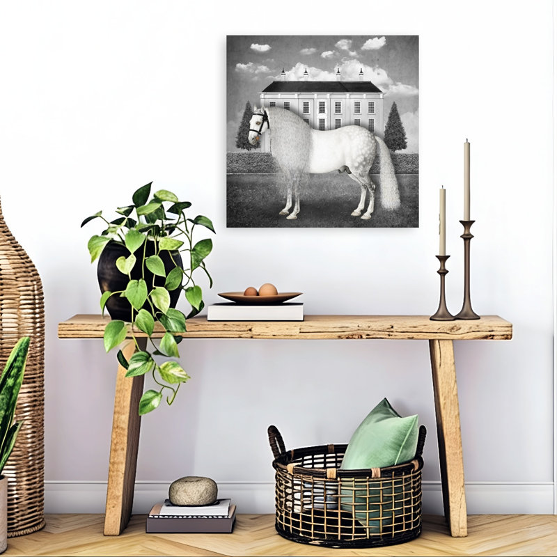 Art mural surréel, cheval surréel blanc