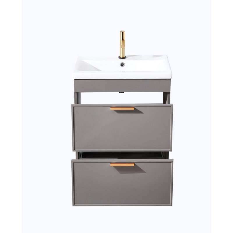 Ensemble de meuble-lavabo simple 24 po Modern, Gris