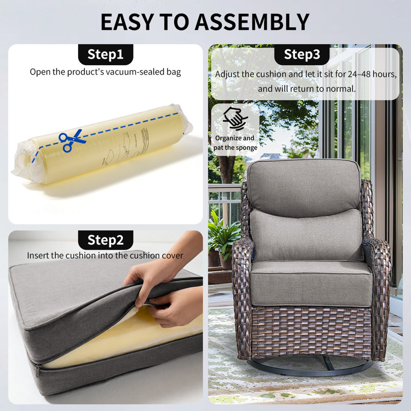 Smishape Outdoor Cushion Set Of 2, 6 Inch Deep Seat Patio Furniture Cushions With Removable Cover,Replacement Patio Cushion Set For Chair,Sofa,Loveseat