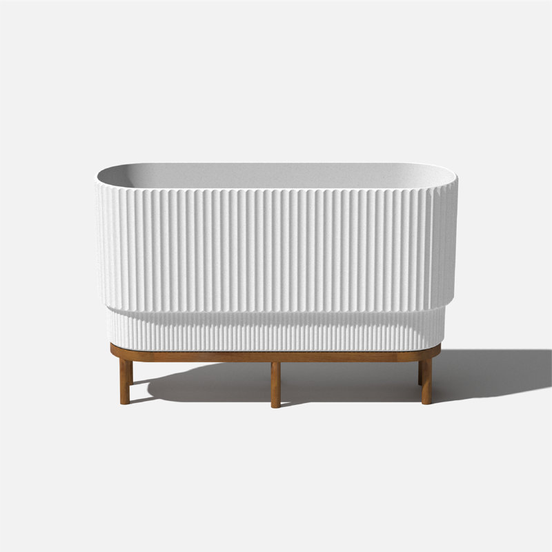 Long pot à fleurs surélevé 30 "avec support Veradek, 1, White/Brown