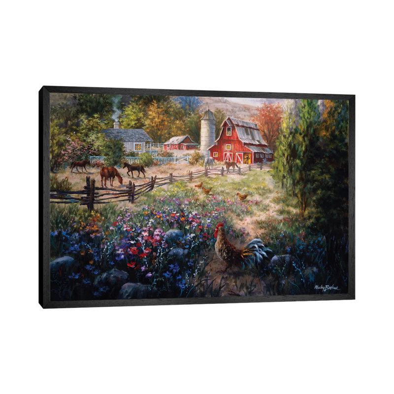 Grazing The Fertile Farmland by Nicky Boehme - Floater Frame Painting on Canvas, Black, 152.5 cm H x 101.5 cm W