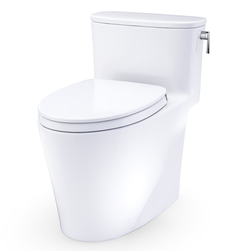 TOTO Aurora One-Piece Elongated 1.28 GPF WASHLET+ and Auto Flush Ready Universal Height Toilet with SS124 SoftClose Seat, Ebony - MS686124CEF#51