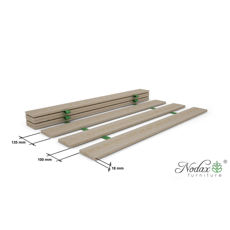 Nodax Wooden Bed Frame Slats - 100% Pine Wood Replacement Slats, Sustainable & Eco-Friendly Material, Easy to Assemble | Set of 8