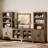 Entertainment Center With Bookshelves, 4-Piece Modular TV Stand With Storage Towers, Farmhouse Media Console With Glass Doors For Living Room, Bedroom, Brown-1241167016