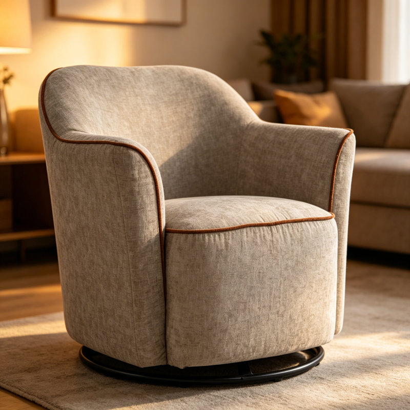 Fauteuil demi-tonneau en chenille, Grey Chenille