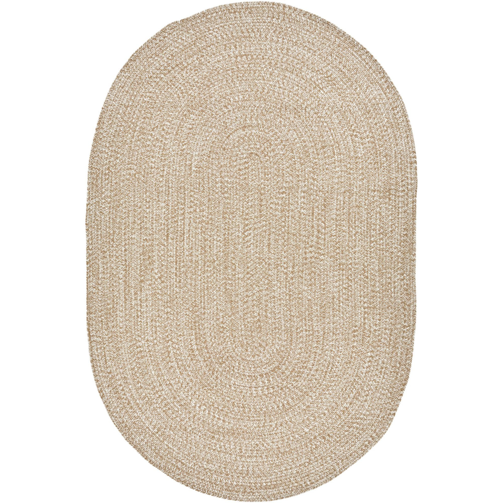 Leroux Beige Indoor/Outdoor Rug, Oval 6' x 9'