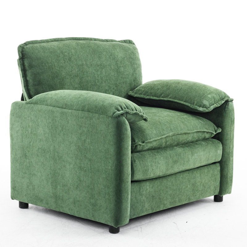 Fauteuil surdimensionné avec structure renforcée et dossier haut revêtu de chenille, H 35,35 po x l 38,73 po x P 35,43 po