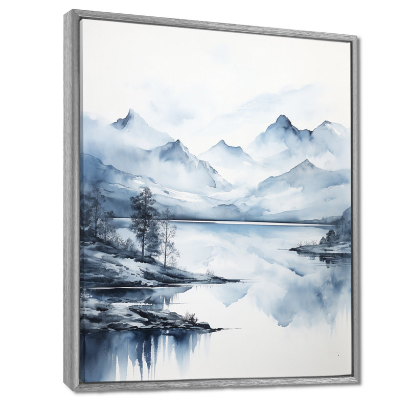 Barrion, gris, bleu, minimalisme, forêt, réflexions I, impression sur toile, H 20 po x l 12 po x P 1 po