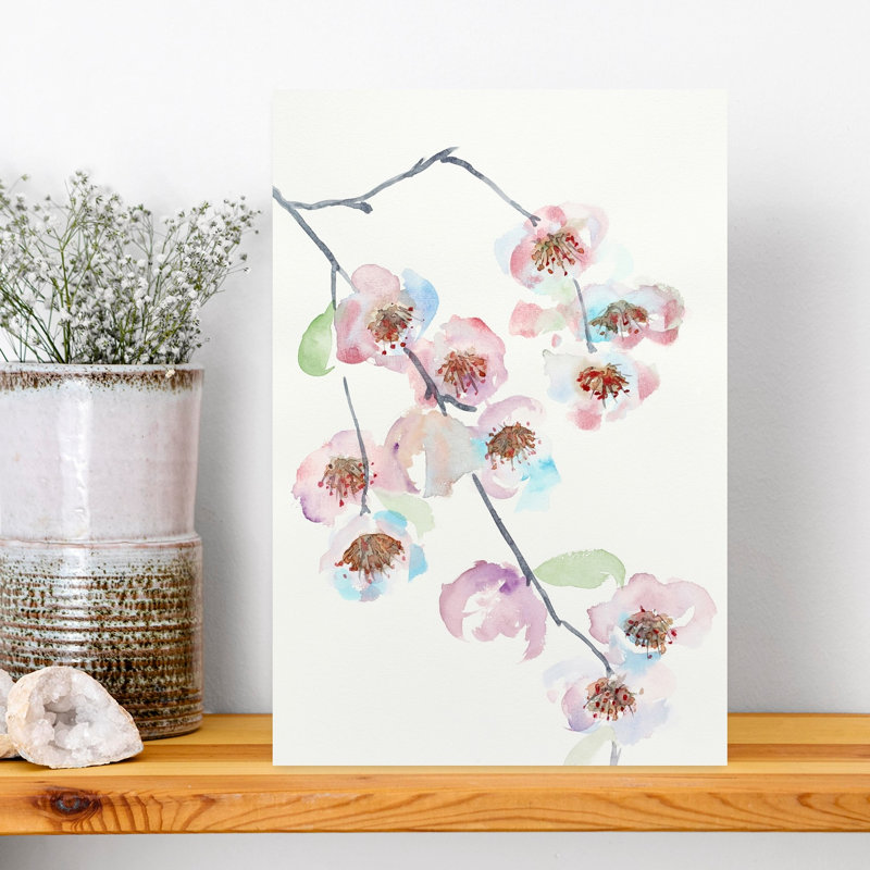 Art mural délicat et élégant cerisier éthéré nature au printemps, H 18 po x l 12 po