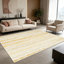 Tapis à rayures horizontales crème et brun clair de 1 pièce pour le salon, doux et confortable, convenant à toutes les saisons, facile à entretenir, lavable à la machine, tapis de table sous la table convenant à la salle à manger, à la chambre à coucher, au bureau personnel, au vestibule,