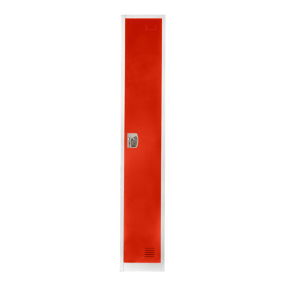72" x 12" x 12" 1-Door Steel Key Lock Single Tier Locker - Employee & Student Storage for Schools, Gym, Workplace - Includes Shelf, Hooks, Ventilation & Card Holder - Easy Assembly