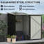 Remise extérieure 3,3 pi x 3,4 pi avec métal galvanisé, porte verrouillable, gris foncé, pour cour, garage, patio, pelouse, unité d'organisation de rangement pour piscine, gris, 3,4 pi, jardin