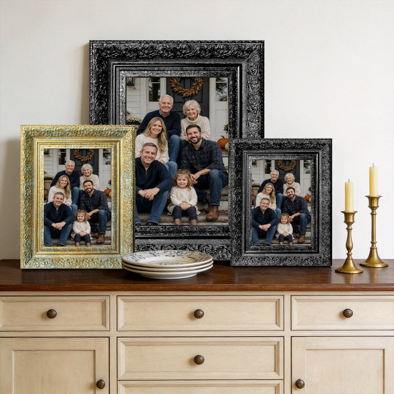Cadre photo traditionnel 3 pièces 5 "x 7" noir pour décoration de chambre à coucher, Noir, 3, 5" x 7"