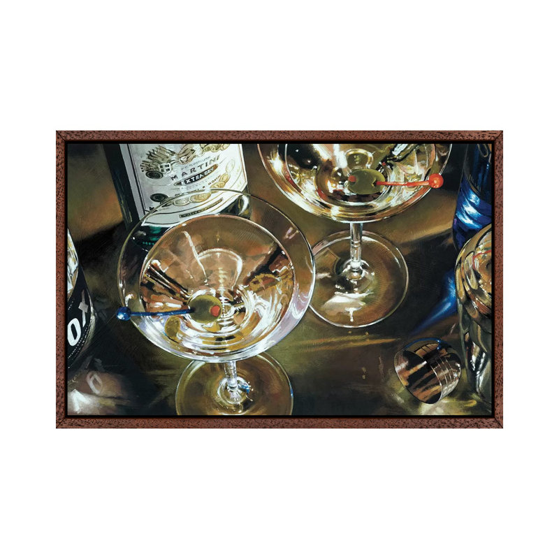 Martini Bar by Stefano Ferreri - Print on Canvas, 66.04 cm H x 45.72 cm W, Classic Brown Wood Framed