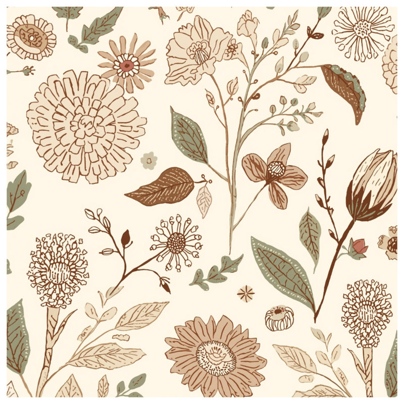 Couvertures beige à motif floral, L 60 po x H 80 po