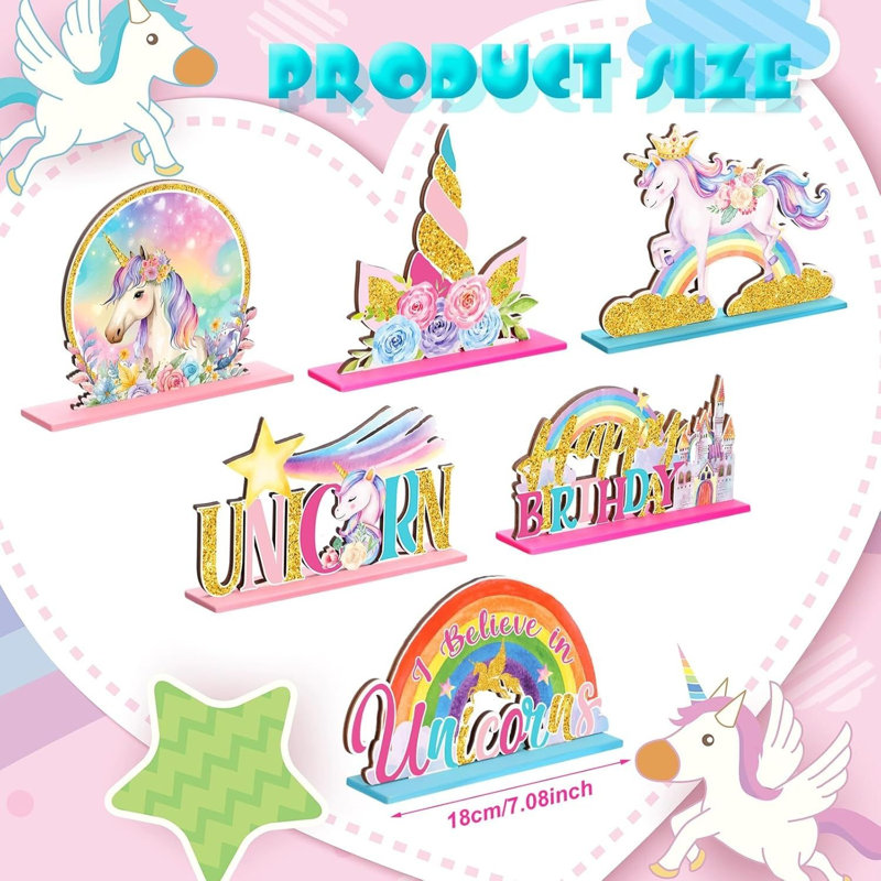 Ensemble de décoration de table 6 pièces Unicorn Birthday