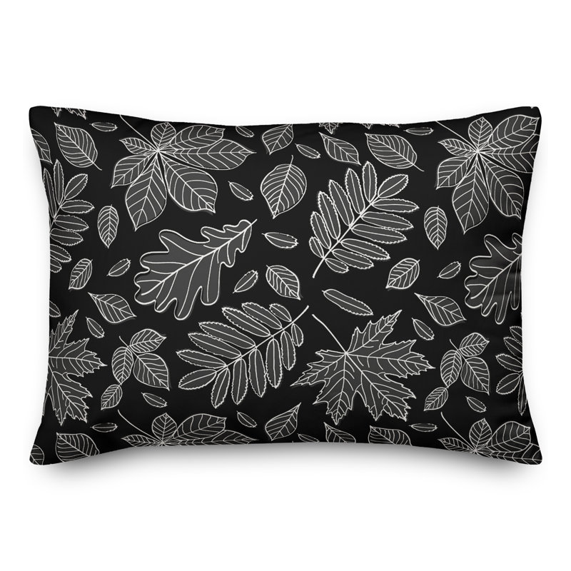 Floral Outdoor Reversible Throw Pillow, Black, 18"H x 25"W
