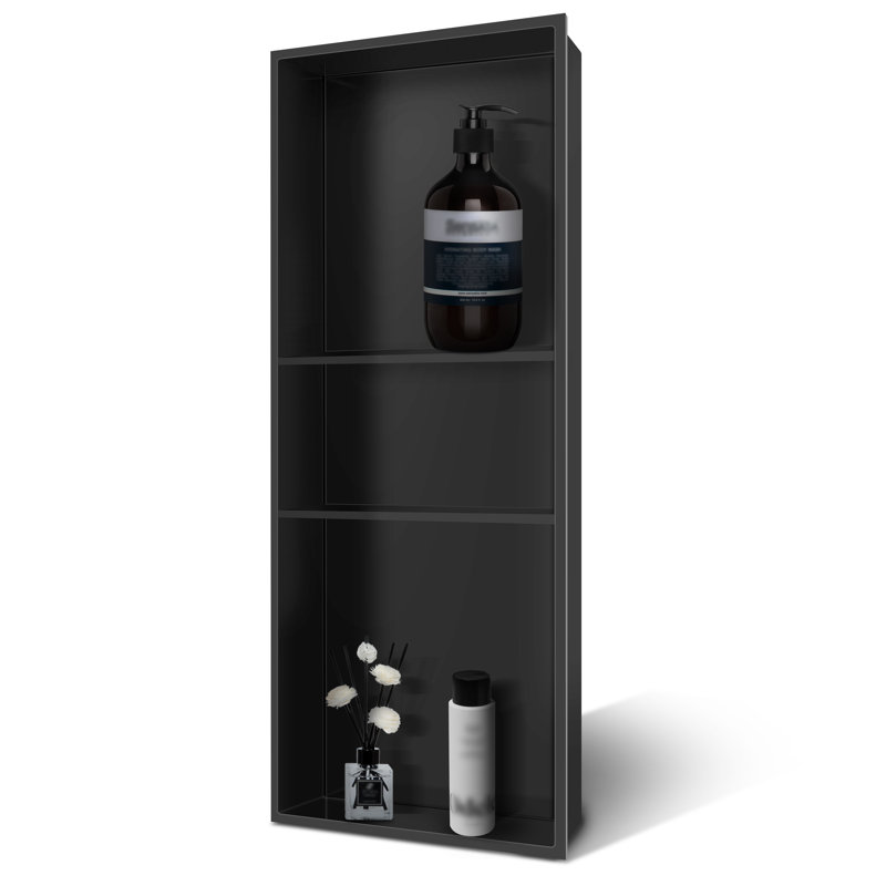13 In. W X 31 In. H X 4 In. D Stainless Steel Triple Shower Niche Set Recessed Niche Shower For Bathroom Storage, Matte Black