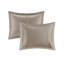 Ensemble d'édredon 7 pièces charmeuse en polyester taupe très grand-119922265