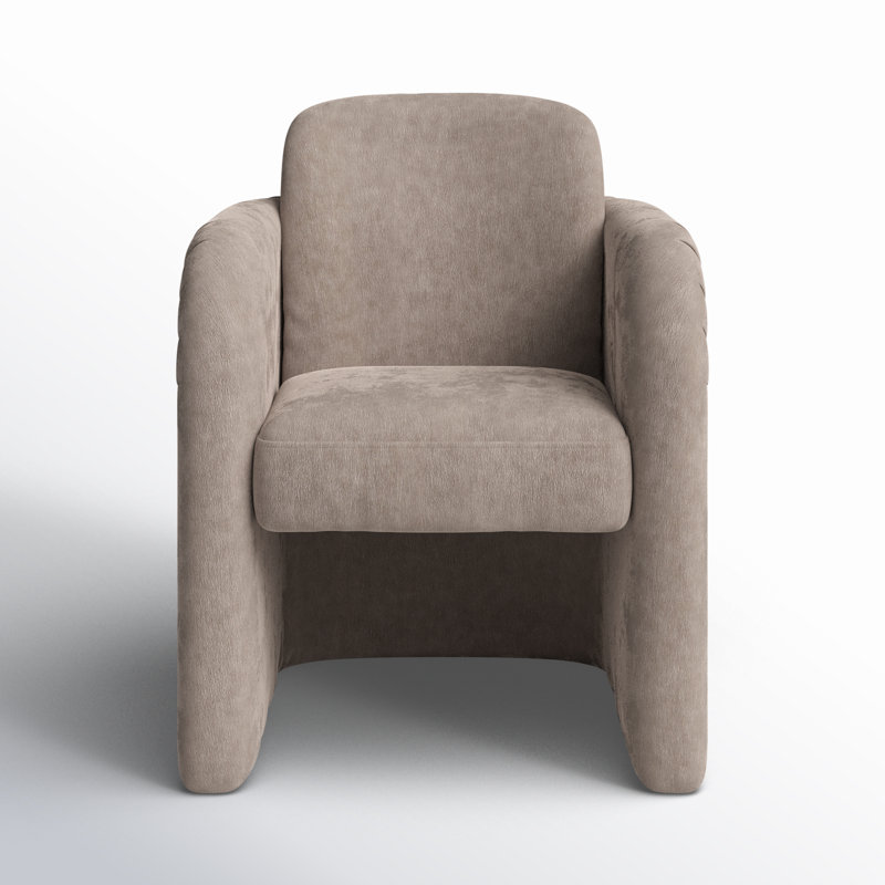 Becca Upholstered Rolling Dining Arm Chair, Light Beige Performance Chenille