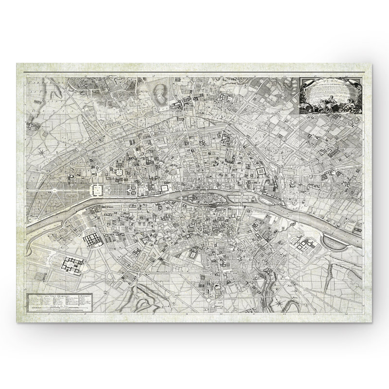«Parisian S croquis carte II», reproduction d'impression sur toile, H 36 po x l 48 po x P 1,5 po