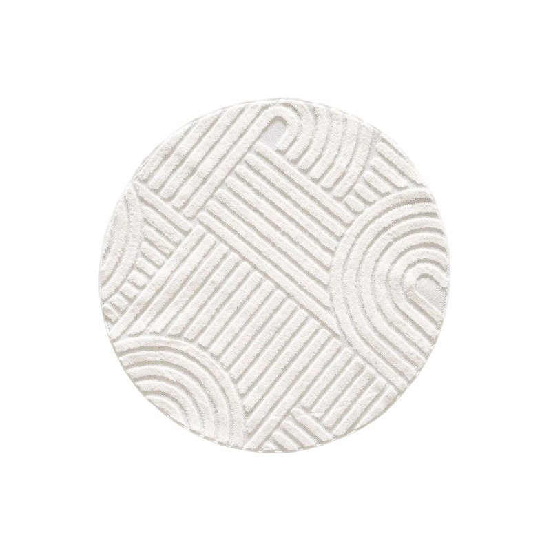 Luxurious Cream Area Rug, 5.2 x 5.2 Feet | 100% Polypropylene, 1.1 lbs/sq ft | Pile Height: 0.7 Inches | Machine Woven, Non-Slip Dot Underside, Antibacterial | Perfect for Living Room, Bedroom & Dining Areas