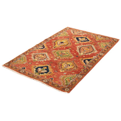 Tapis rouge en laine noué à la main 5 pi 2 po x 7 pi 11 po Jules Serapi