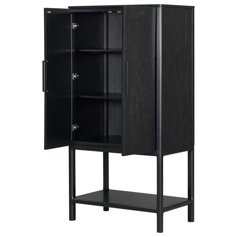 Sophisticated Oak Veneer Cabinet with multiple storage functions,Suitable for Study,Entryway, Hallway, Living Room, Black