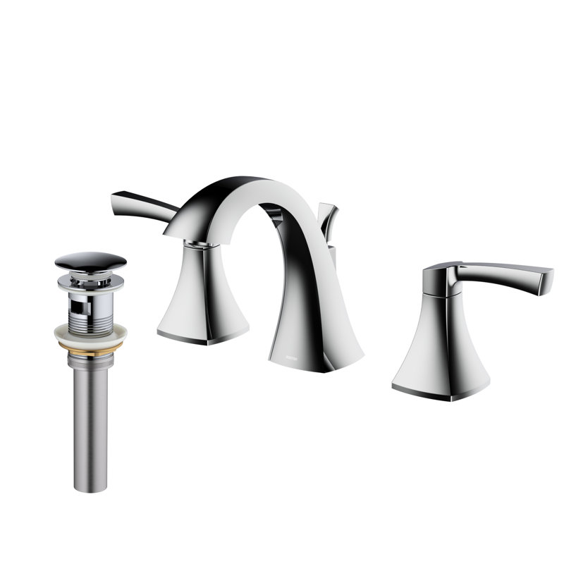 Widespread 2-handle Bathroom Faucet with Drain Assembly, Chrome