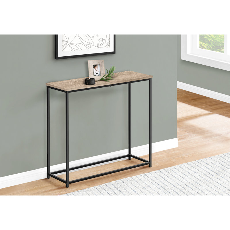 Console en stratifié taupe pour chambre à coucher - Bureau de table d'appoint moderne en métal noir et brun, style contemporain