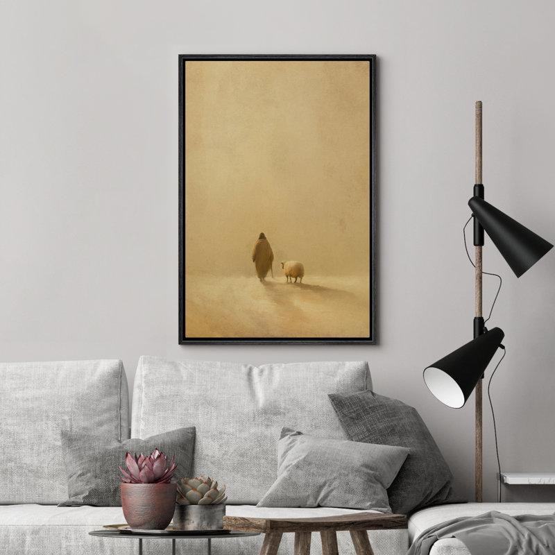 Illustration de Jésus-Christ et l'agneau perdu, Noir, H 24 po x l 16 po