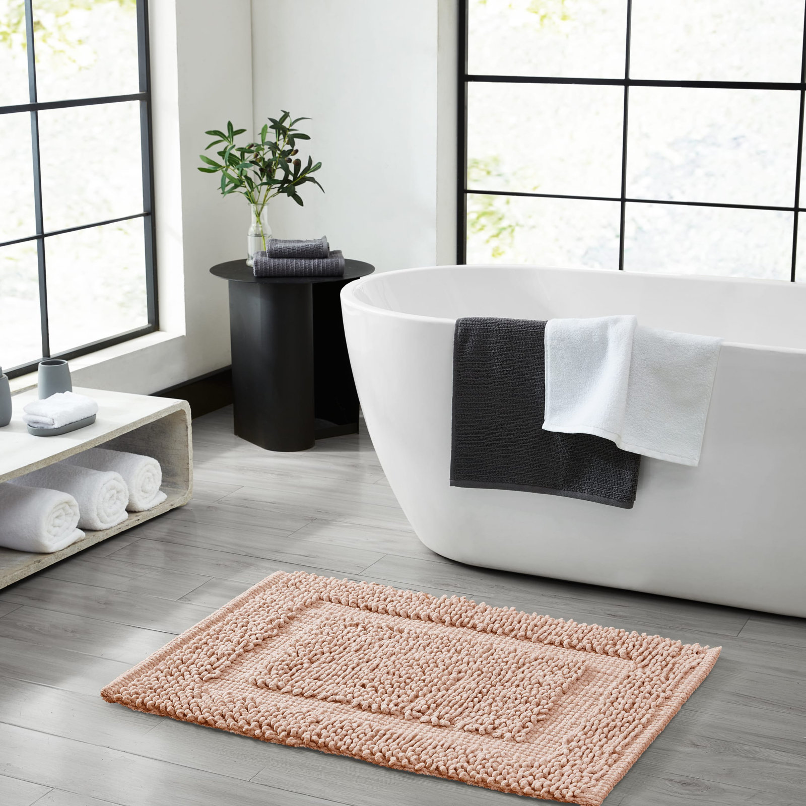 Payten Classic Cotton Bath Mat, Single - 20"W x 32"L, Dusty Rose