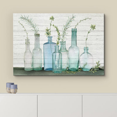" Wood Block Green Forest Leaves In Blue "