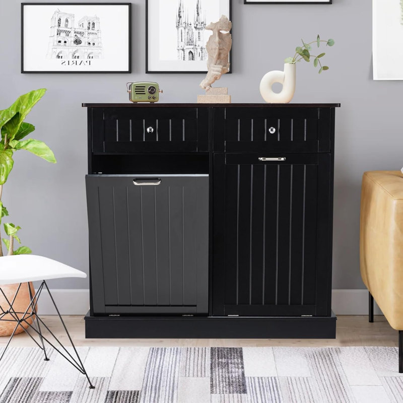 Double poubelle 20 gallons, Noir / brun