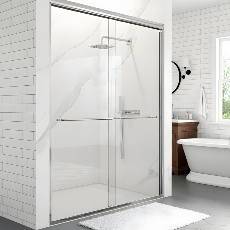 Frameless Double Sliding Shower Door, Chrome