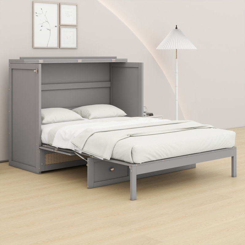 Lit escamotable avec grands tiroirs Murphy, Gris
