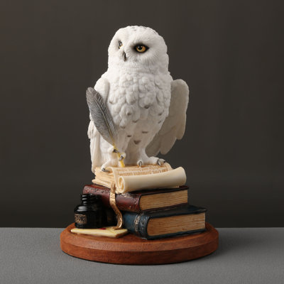 5.71 inches Height Polyresin  Snowy Owl Scripting on top of Stack of Books Multicolor Finish Figurine
