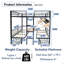 Lit mezzanine double avec ensemble de table transformable en lit superposé double