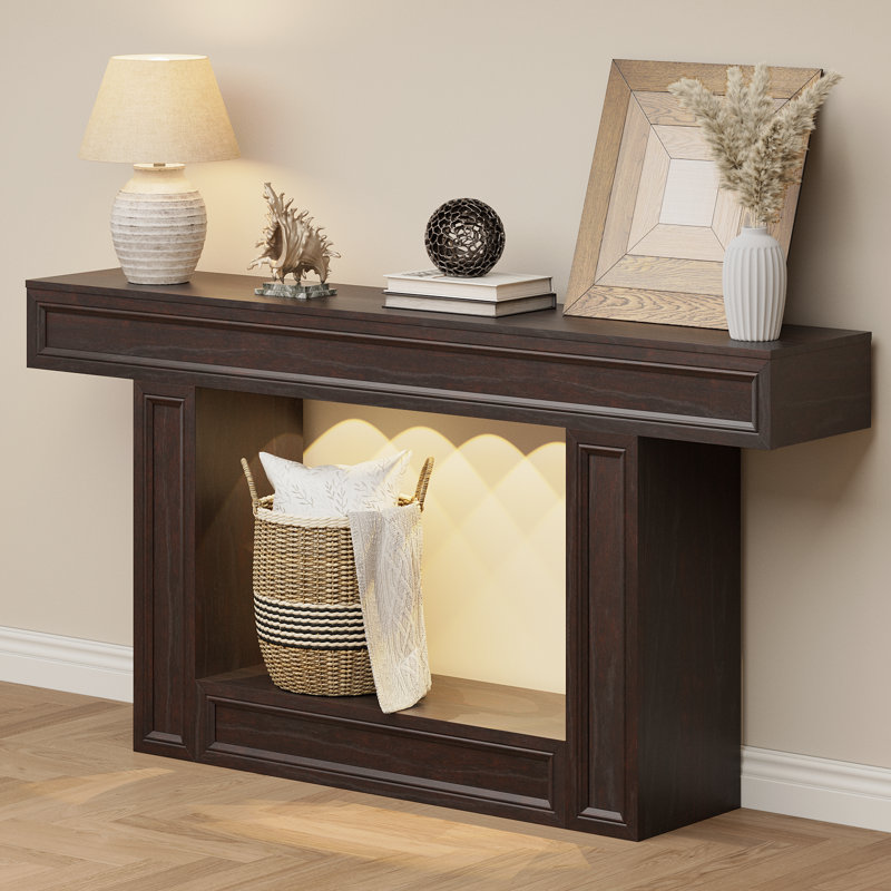 63"W Console Tables,Wood Entryway Tables,Narrow Sofa Tables for Living Room,Foyer, Cherry