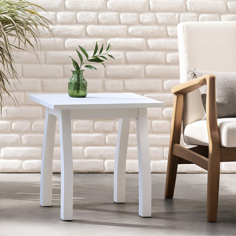 White Pu Weather - End Table, 19X15 Inch Surface, Wood, Ideal For Hallway Decor 19X15x19.73 Inches, Good Hall, White