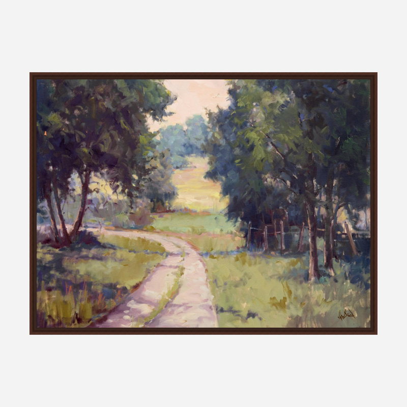 John Beard Collection''s Around The Bench On Giclee Canvas Hand Embellished Art, Brown Framed Canvas
