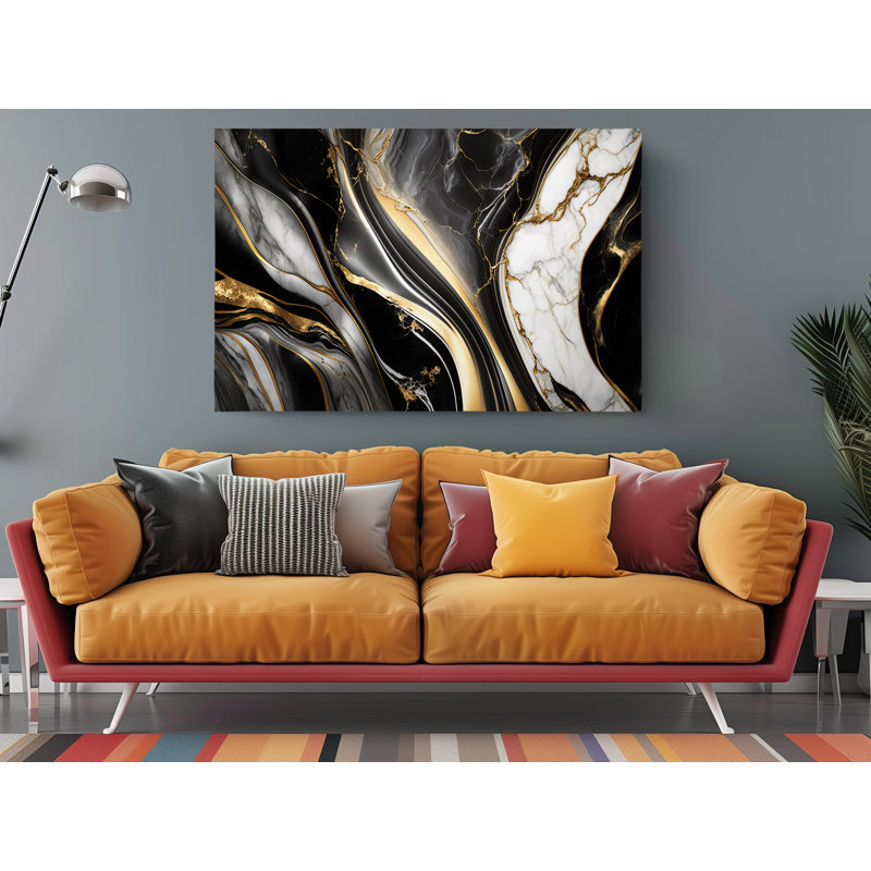Marbre sur toile, H 16 po x l 24 po x P 1 po