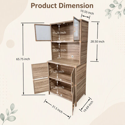 Grande armoire de rangement, l 31,50 po x P 19,69 po x H 65,75 po, armoire de rangement autoportante intérieure et extérieure avec portes en acrylique nervuré, armoire utilitaire à 6 portes pour la cuisine, l'entrée, le patio et le garage